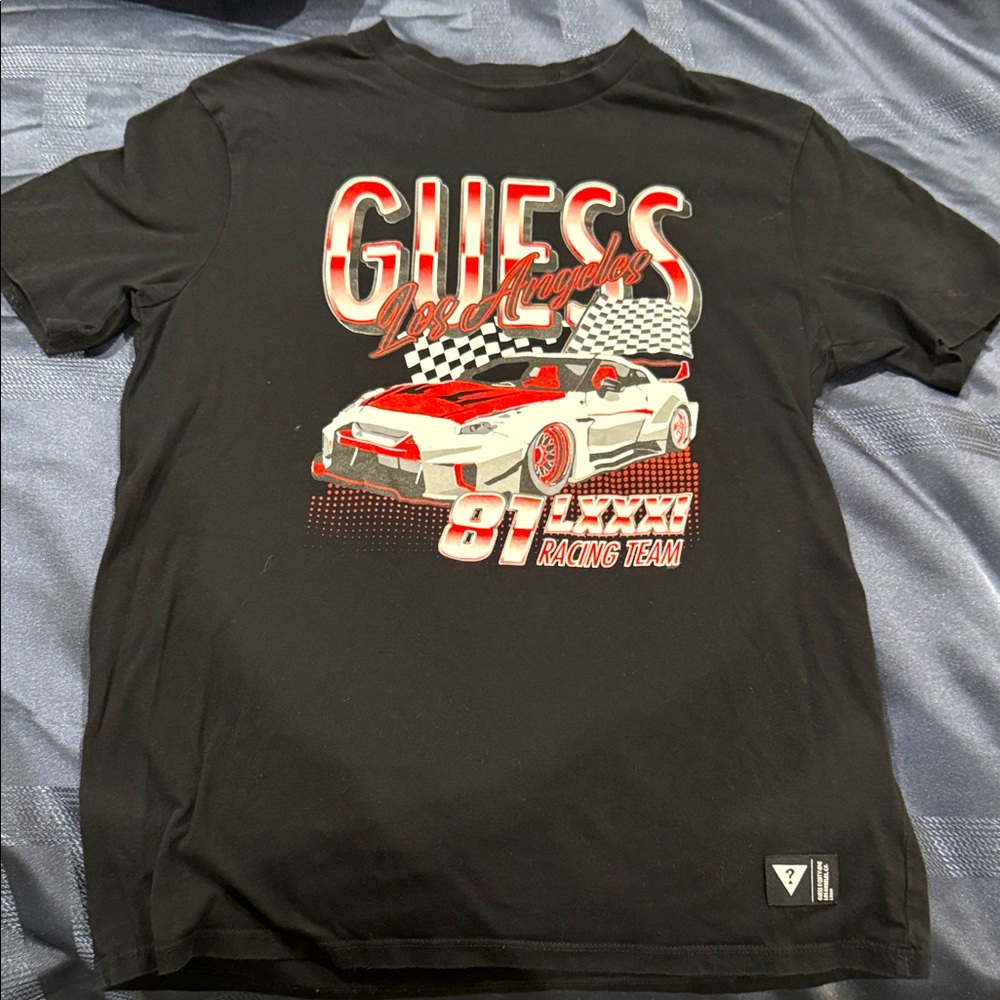 Guess Black T-Shirt with Red and White Racing Design